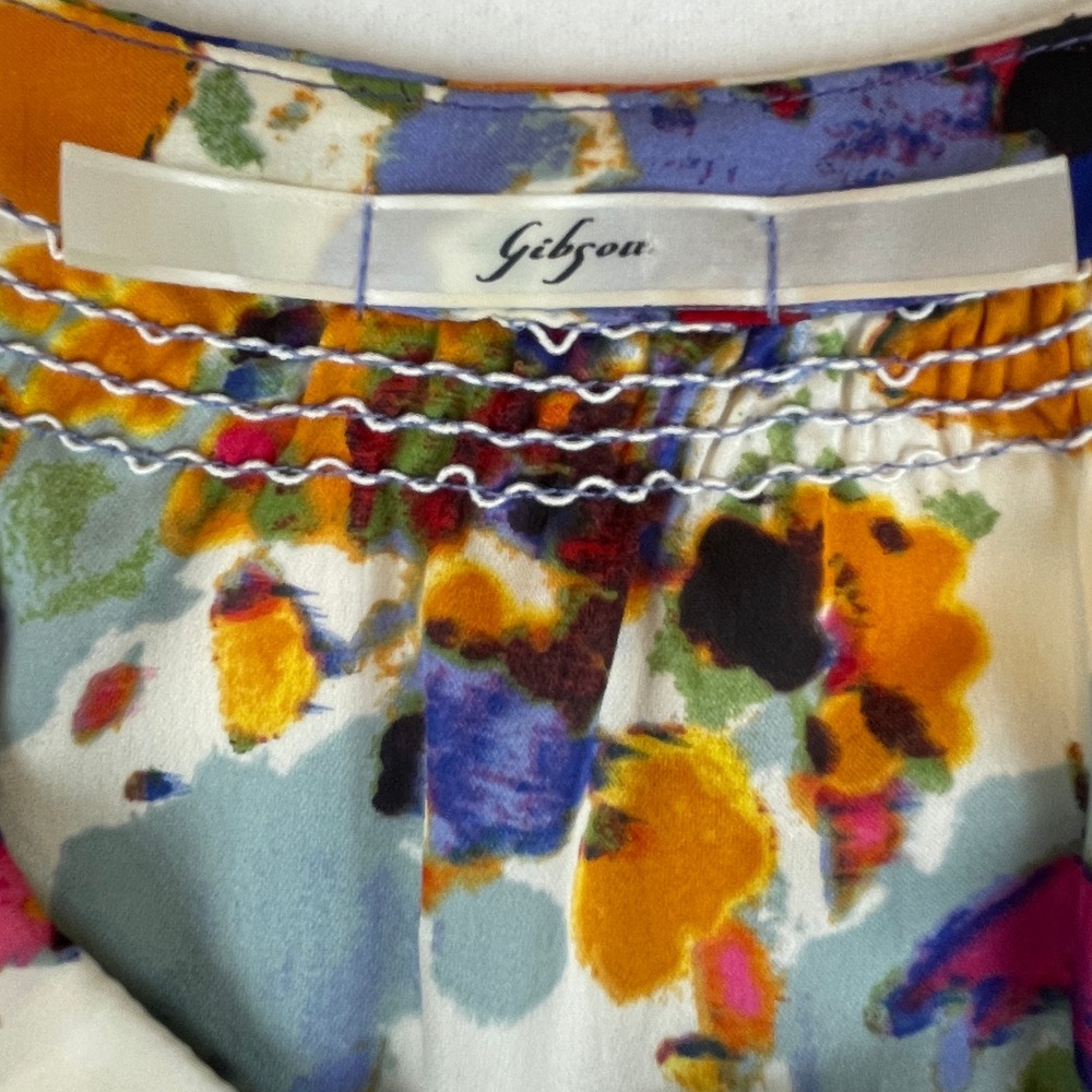 Gibson Womens Floral Watercolor Halter Top Sleeveless Blouse Multi Color Small - Picture 3 of 7